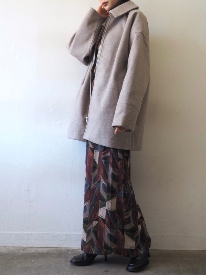 [Pre-order] Wool-touch zip shirt coat/mocha