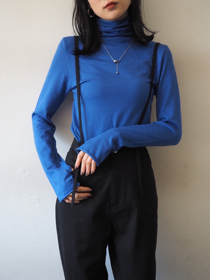 [Pre-order] Fingerhole Turtleneck Knit Top/Blue