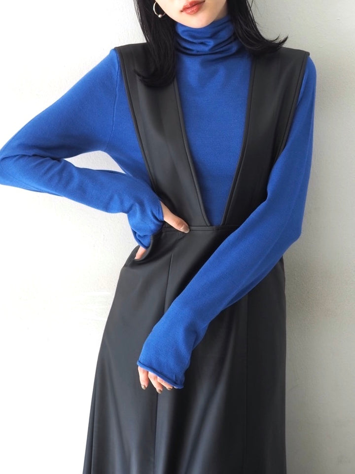 [Pre-order] Fingerhole Turtleneck Knit Top/Blue