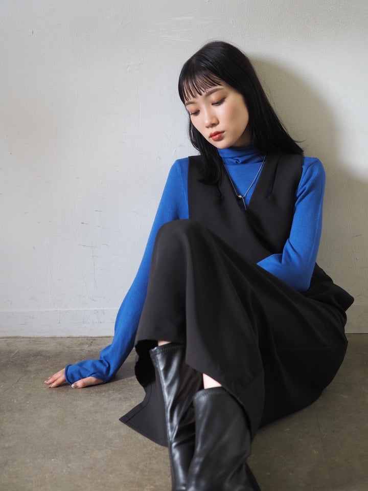 [Pre-order] Fingerhole Turtleneck Knit Top/Blue