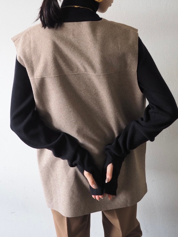 [Pre-order] Fingerhole high neck knit top/Black