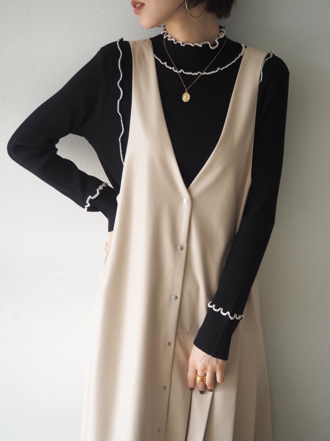 [Ready to ship] 2-way design leather dress