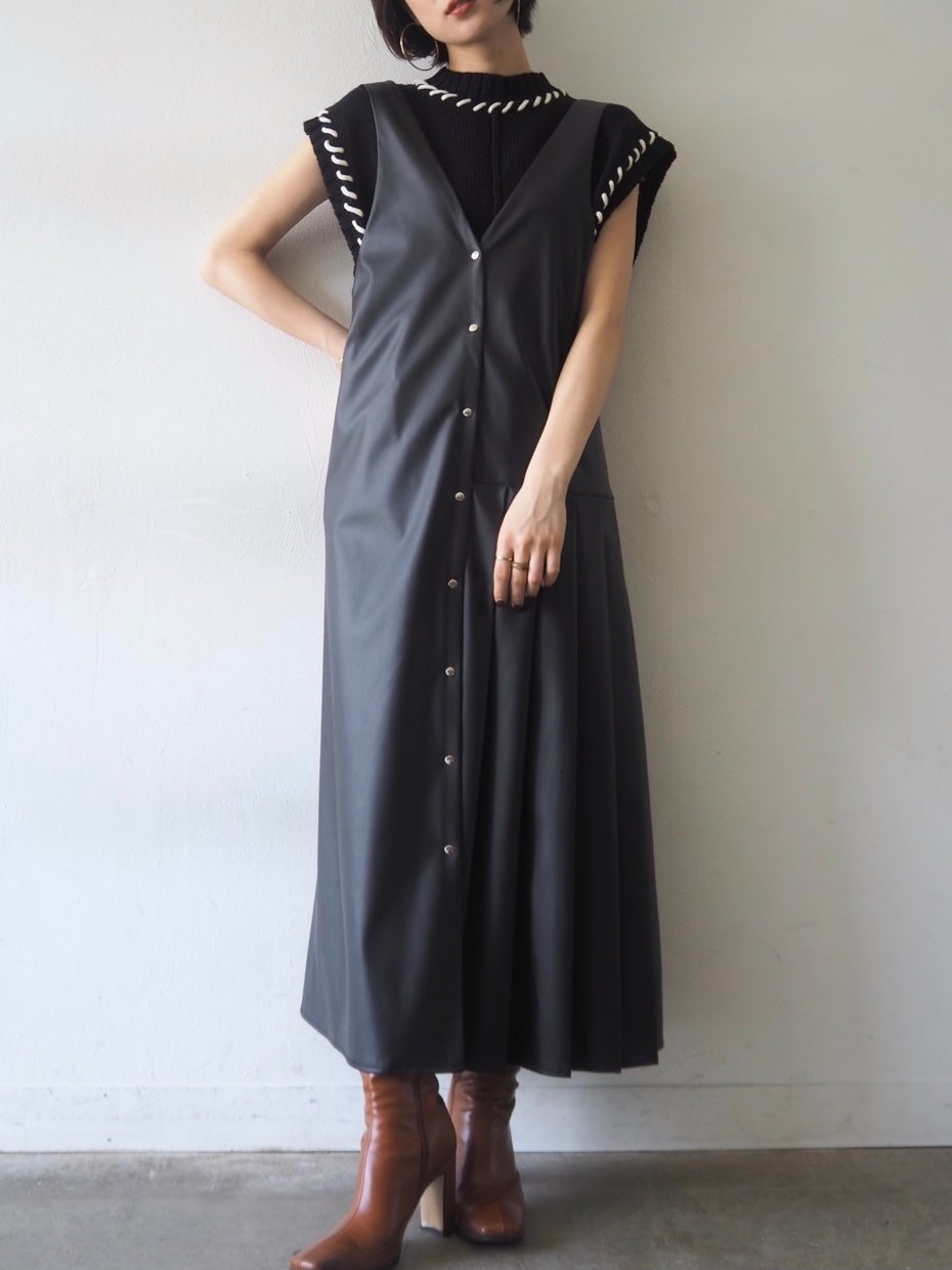 [Ready to ship] 2-way design leather dress