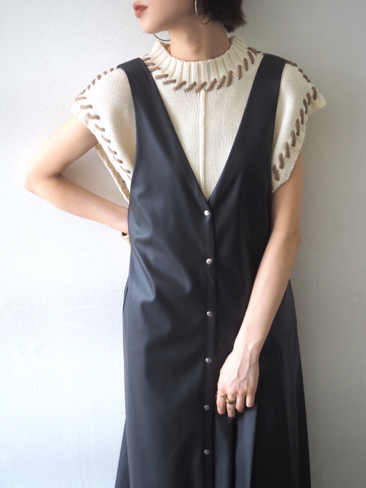 [Ready to ship] 2-way design leather dress