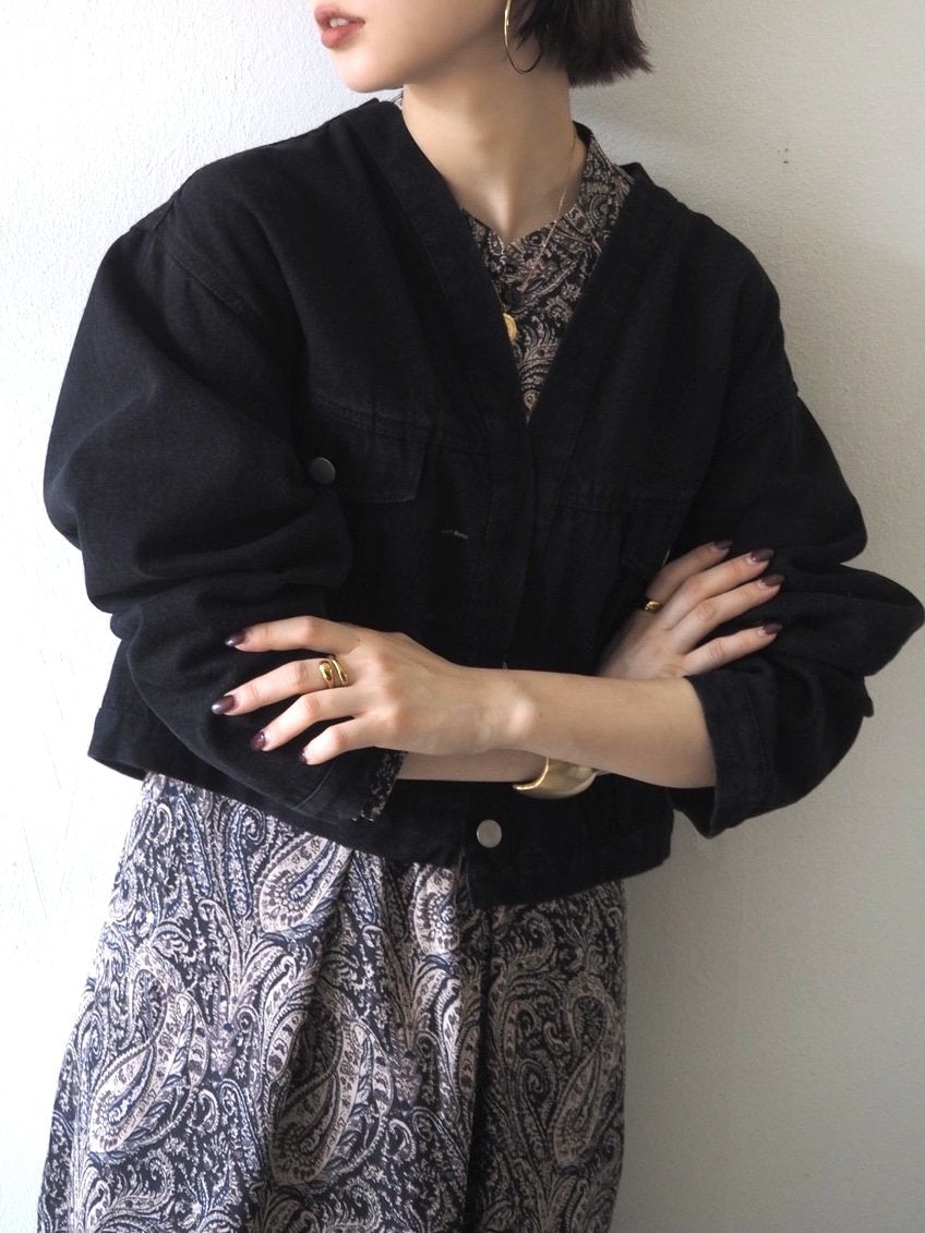 [予約]ペイズリー柄マキシワンピース/ブラック