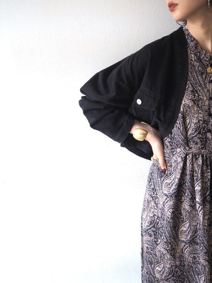 [予約]ペイズリー柄マキシワンピース/ブラック