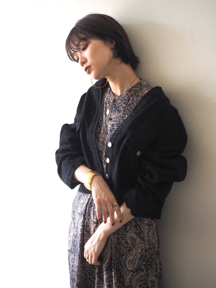 [予約]ペイズリー柄マキシワンピース/ブラック