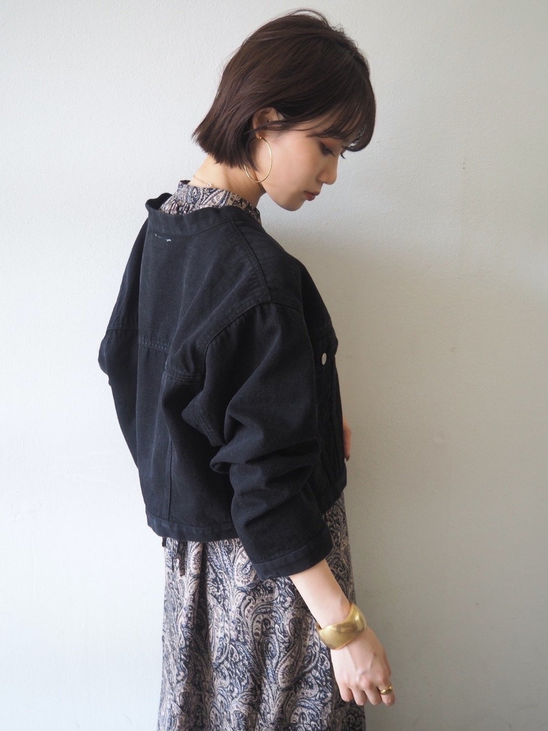 [予約]ペイズリー柄マキシワンピース/ブラック