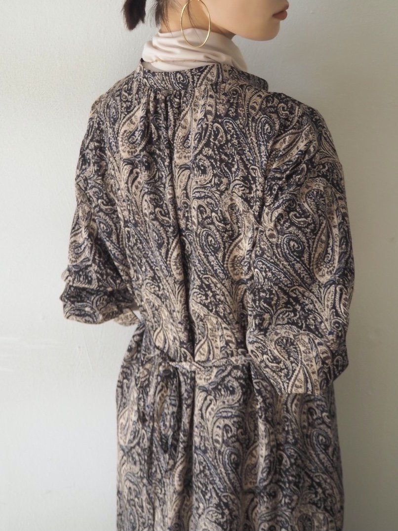 [予約]ペイズリー柄マキシワンピース/ブラック