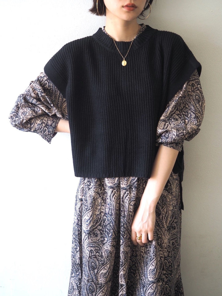 [予約]ペイズリー柄マキシワンピース/ブラック