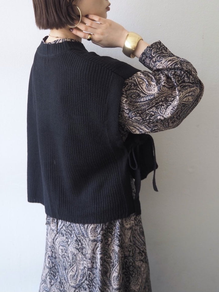 [予約]ペイズリー柄マキシワンピース/ブラック