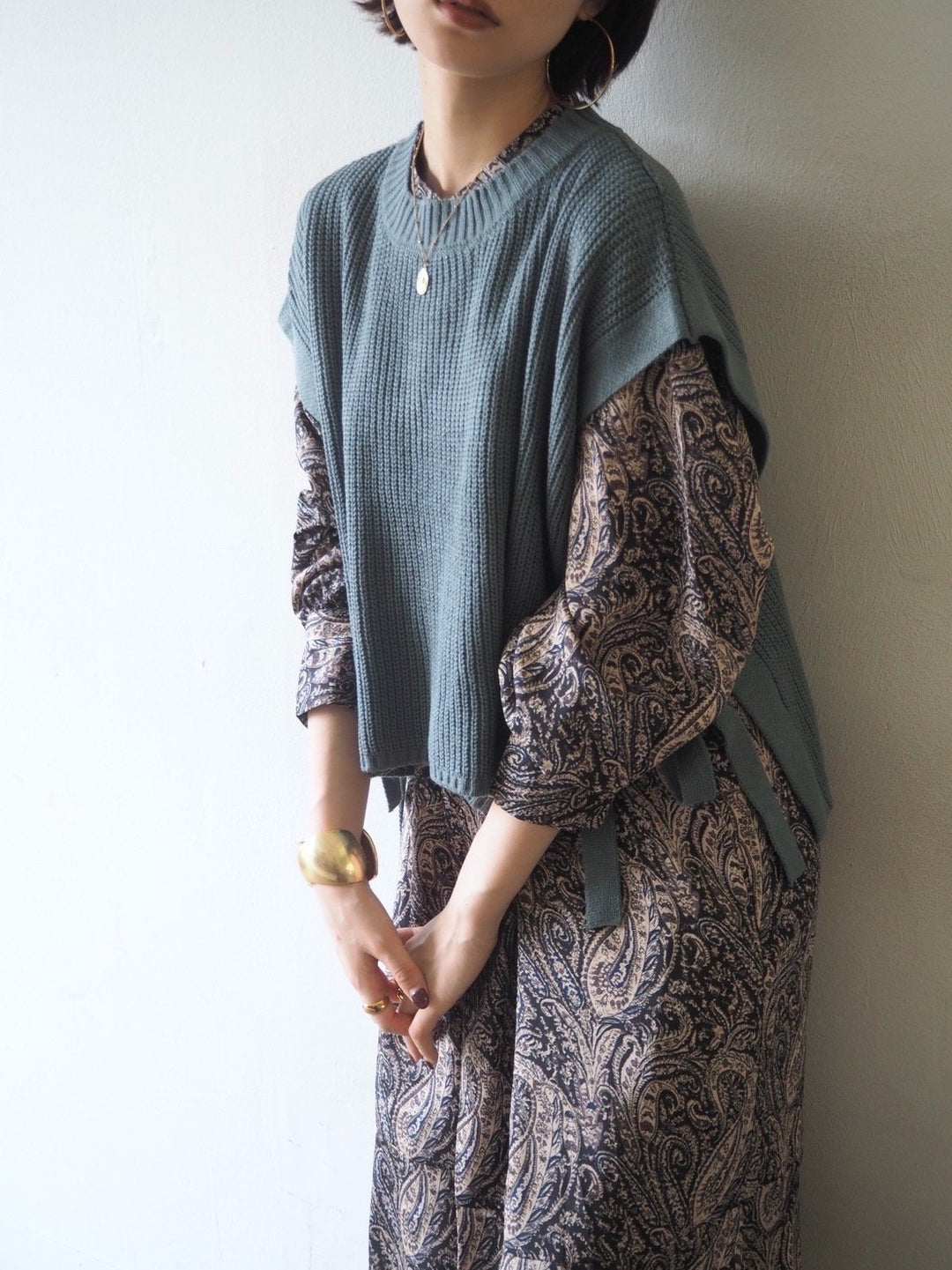 [予約]ペイズリー柄マキシワンピース/ブラック