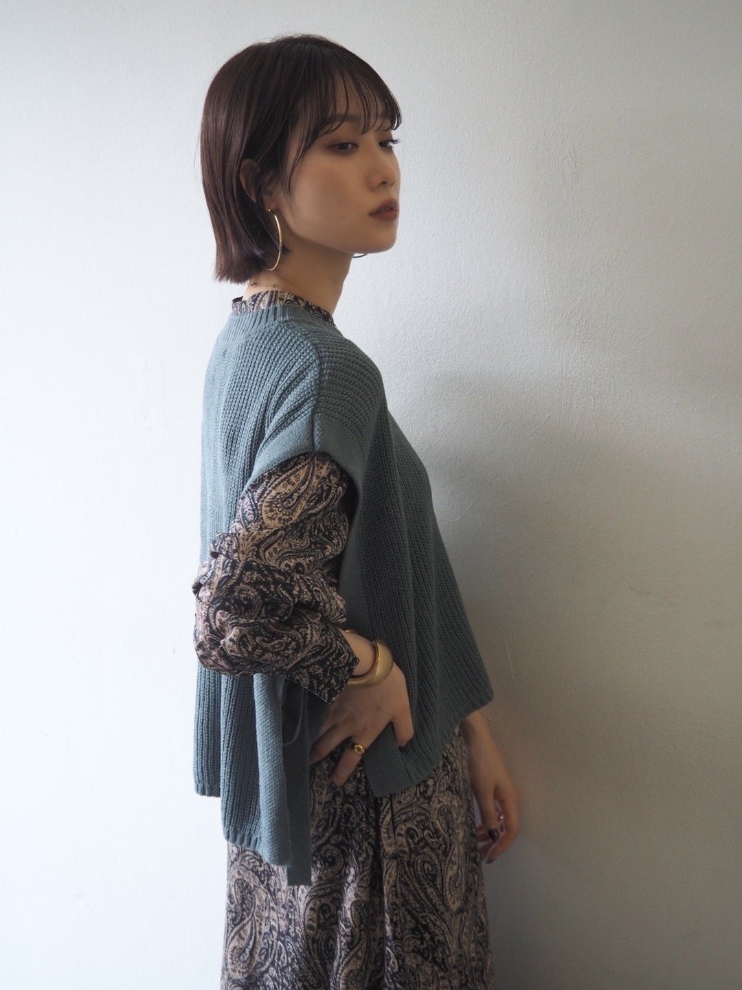 [予約]ペイズリー柄マキシワンピース/ブラック