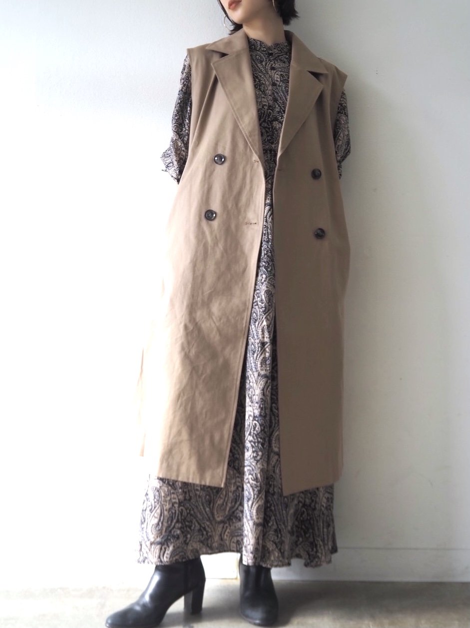 [予約]ペイズリー柄マキシワンピース/ブラック