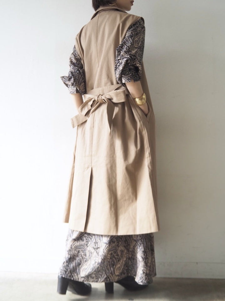 [予約]ペイズリー柄マキシワンピース/ブラック