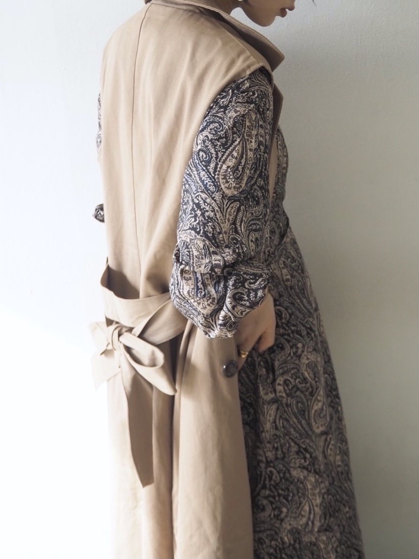 [予約]ペイズリー柄マキシワンピース/ブラック