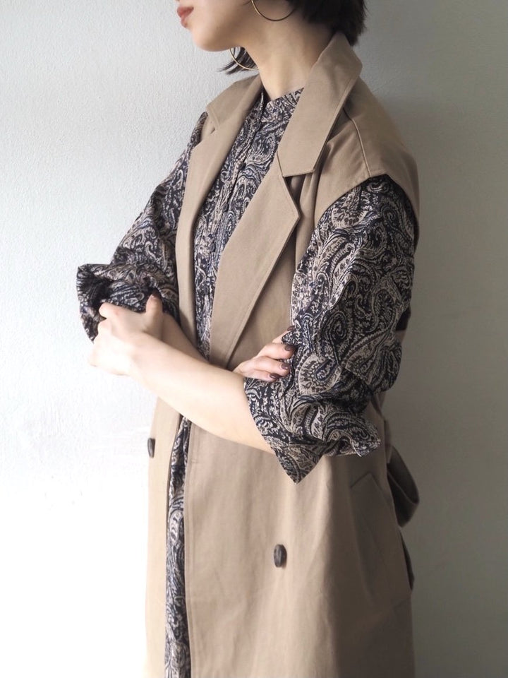 [予約]ペイズリー柄マキシワンピース/ブラック