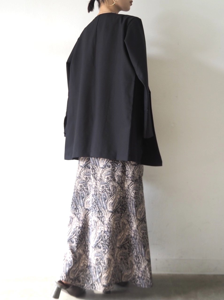 [予約]ペイズリー柄マキシワンピース/ブラック