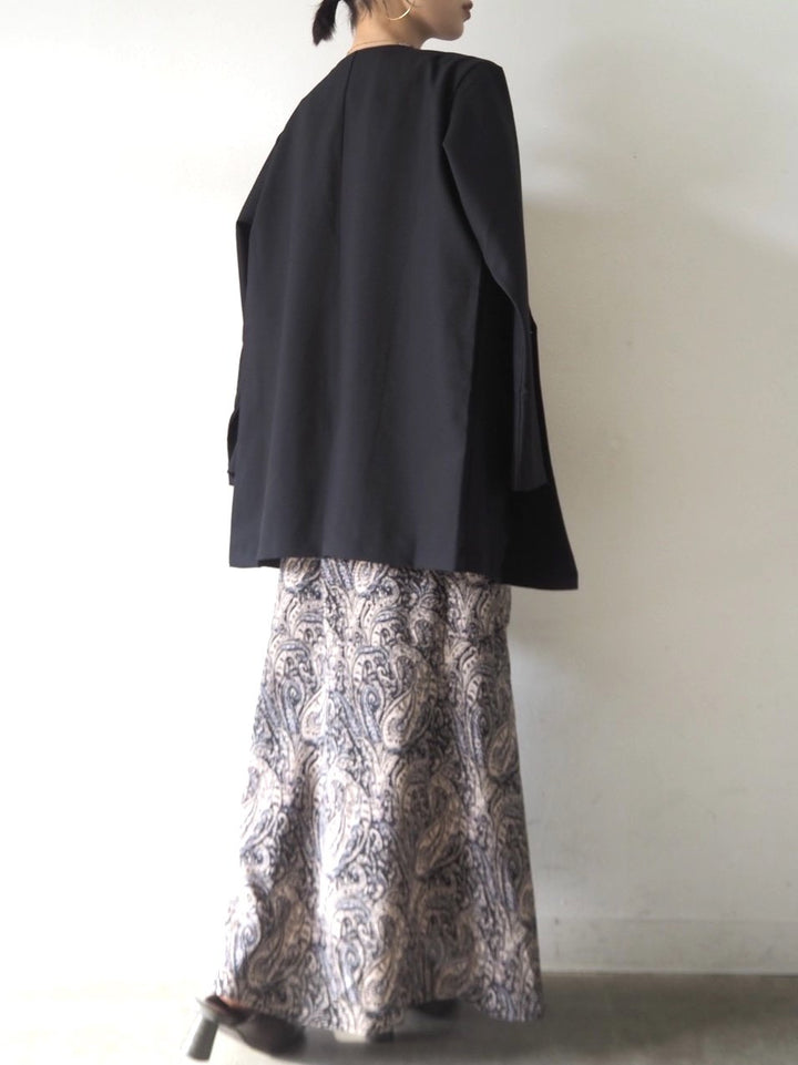 [予約]ペイズリー柄マキシワンピース/ブラック