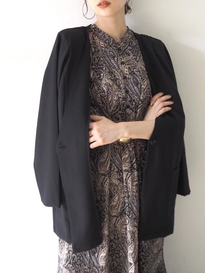 [予約]ペイズリー柄マキシワンピース/ブラック
