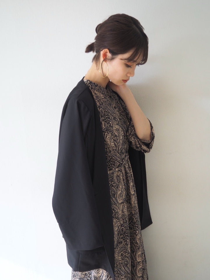 [予約]ペイズリー柄マキシワンピース/ブラック