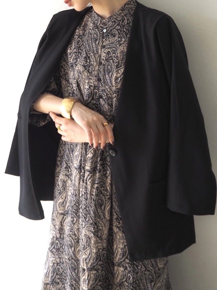 [予約]ペイズリー柄マキシワンピース/ブラック