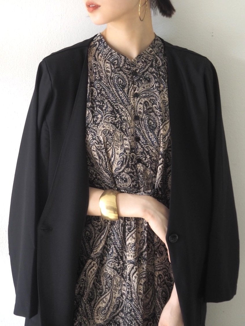 [予約]ペイズリー柄マキシワンピース/ブラック