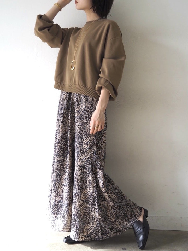 [予約]ペイズリー柄マキシワンピース/ブラック