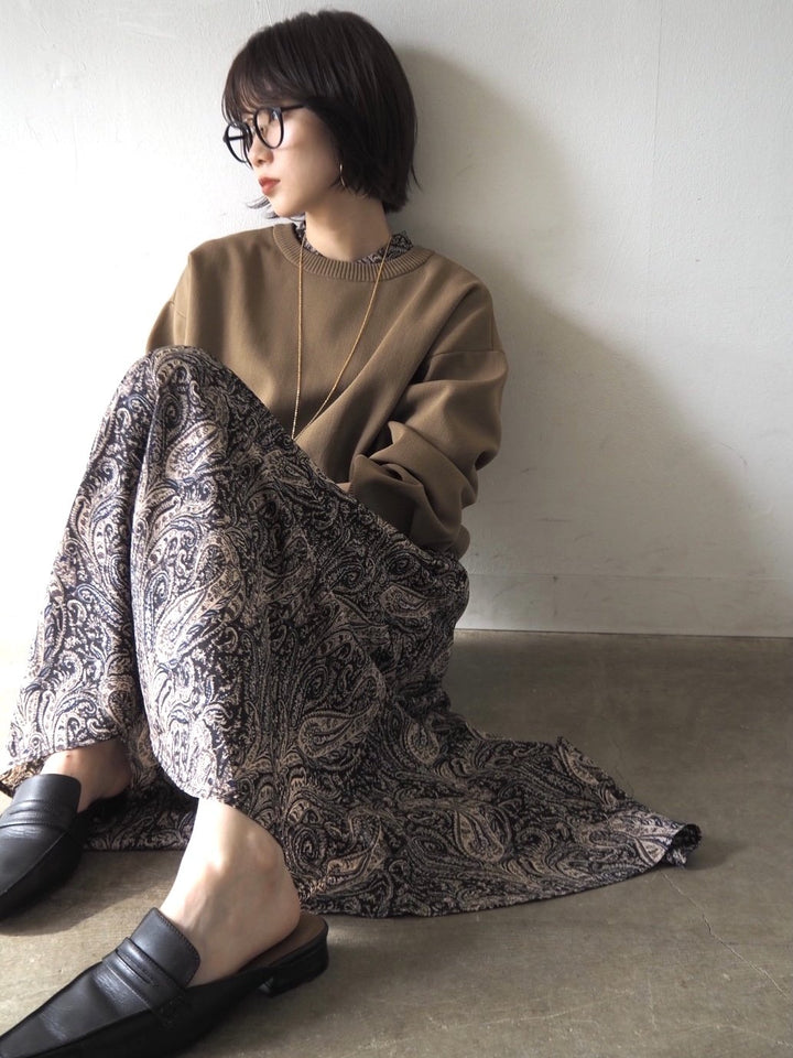 [予約]ペイズリー柄マキシワンピース/ブラック