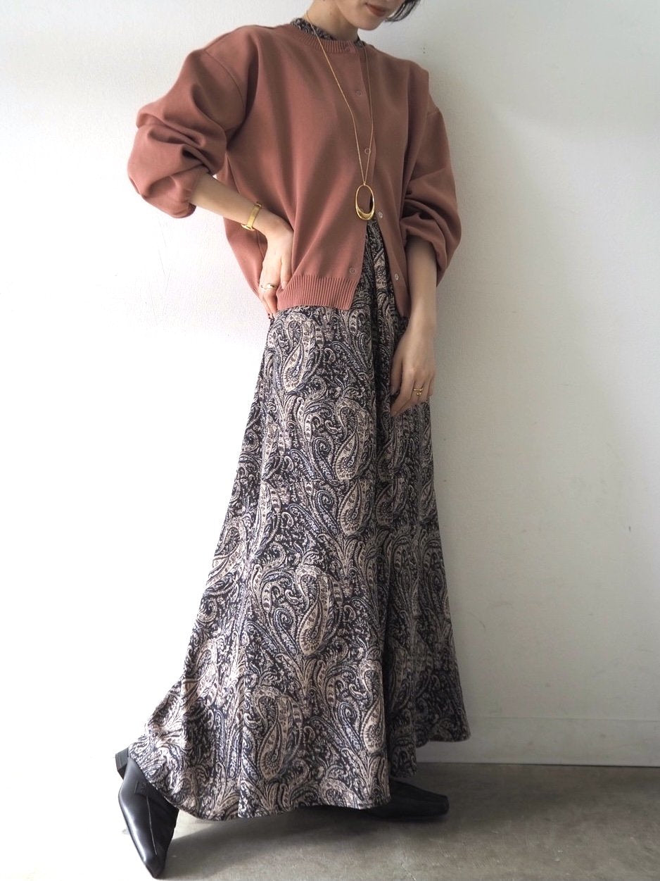 [予約]ペイズリー柄マキシワンピース/ブラック
