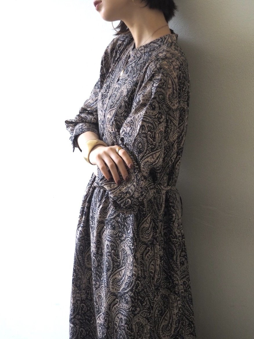 [予約]ペイズリー柄マキシワンピース/ブラック