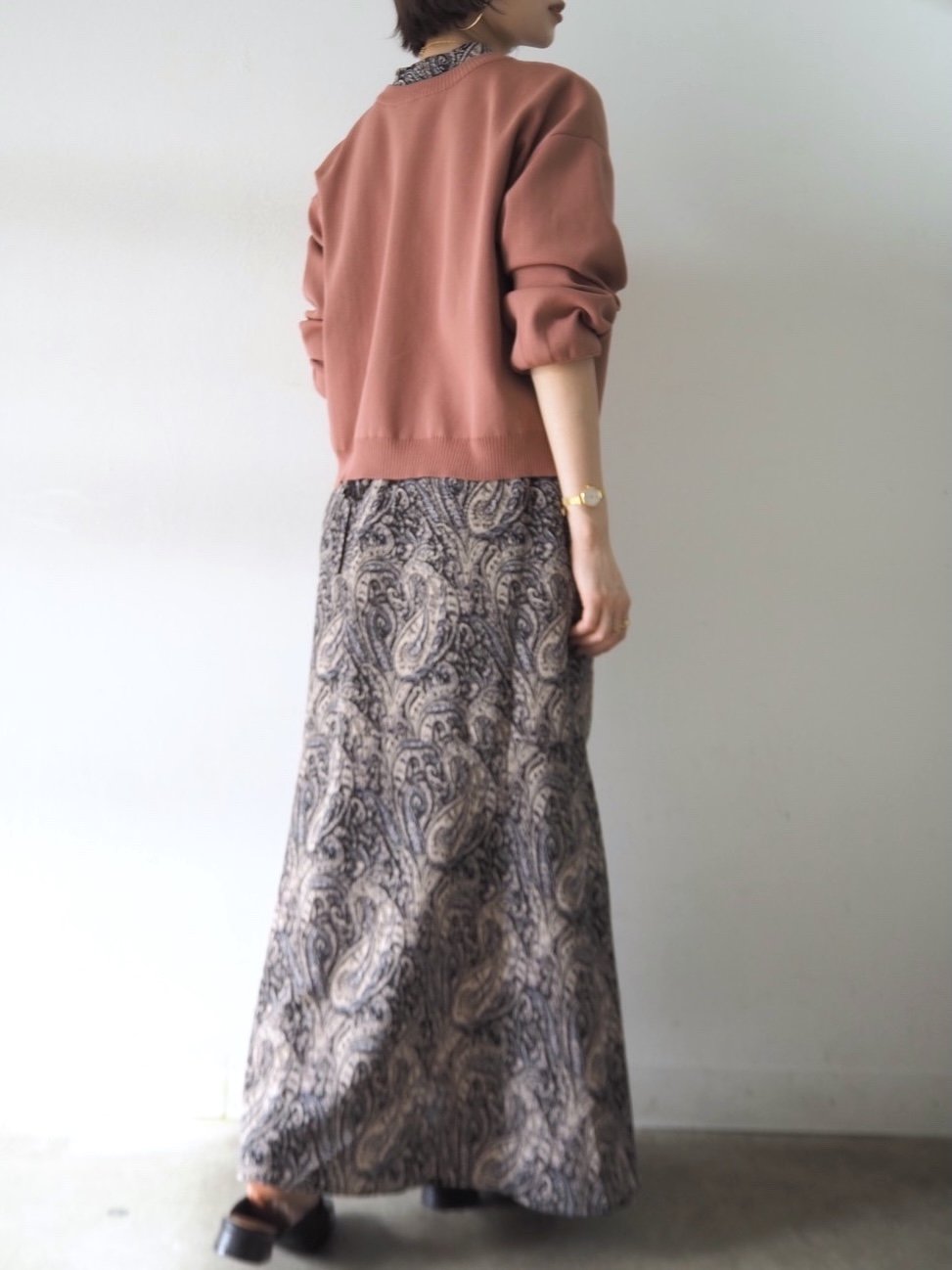 [予約]ペイズリー柄マキシワンピース/ブラック