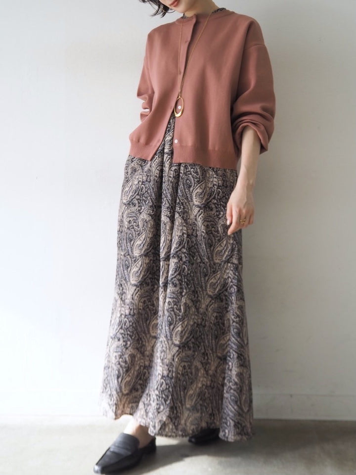 [予約]ペイズリー柄マキシワンピース/ブラック