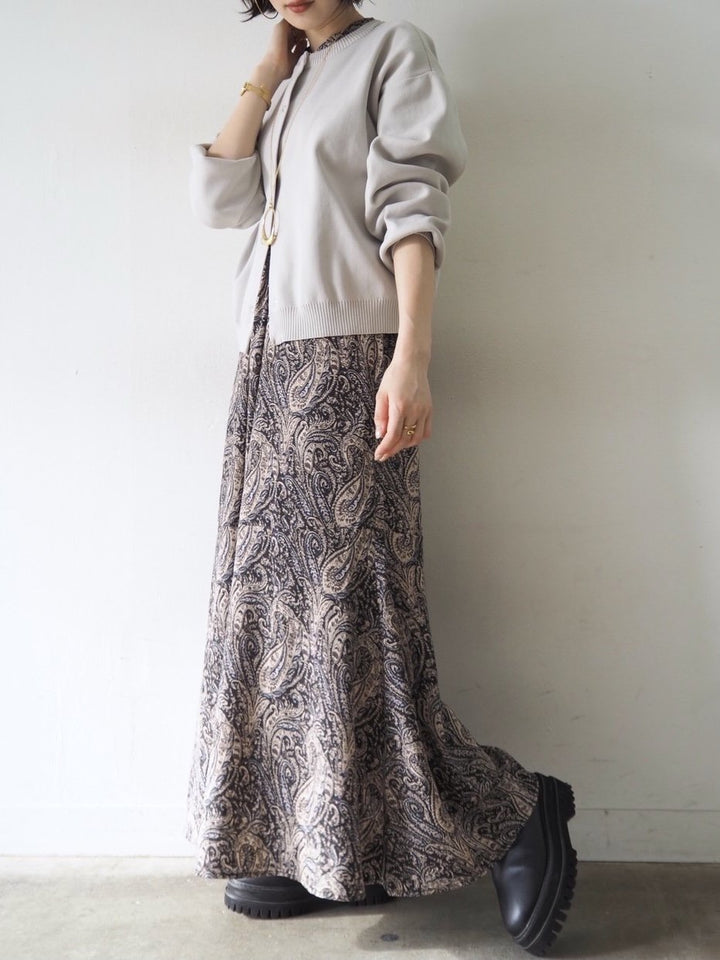 [予約]ペイズリー柄マキシワンピース/ブラック