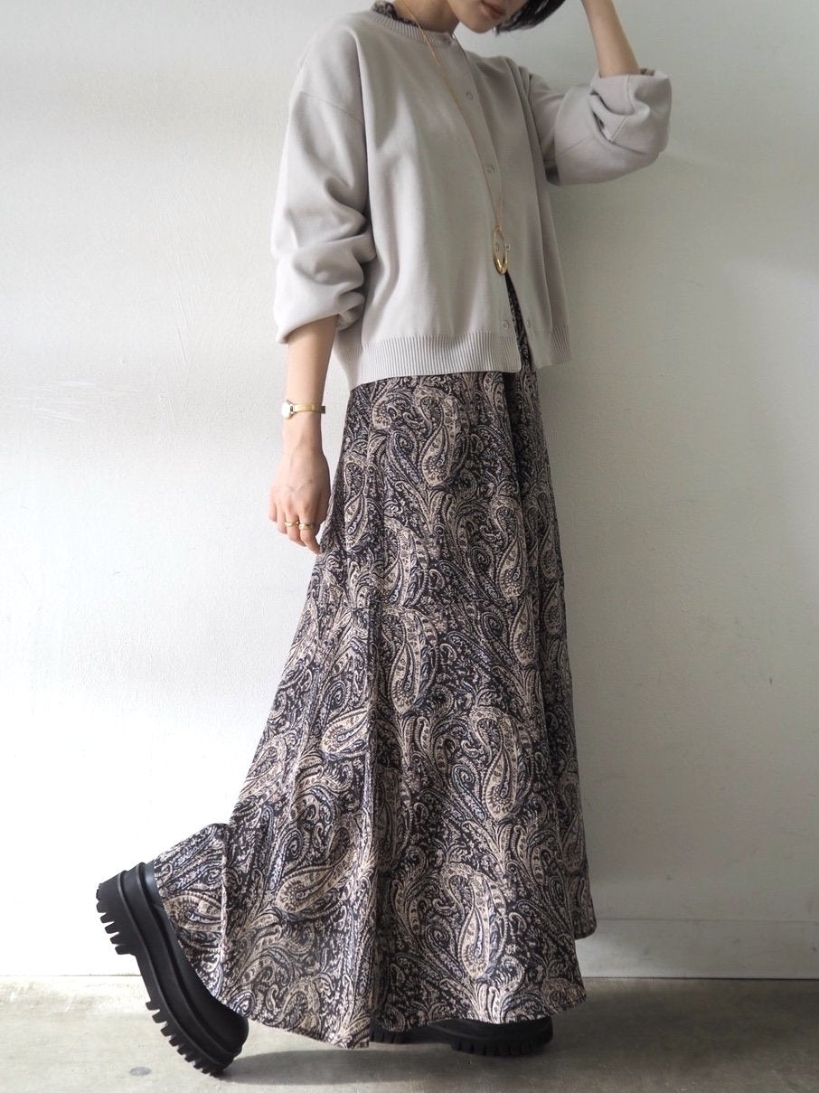 [予約]ペイズリー柄マキシワンピース/ブラック