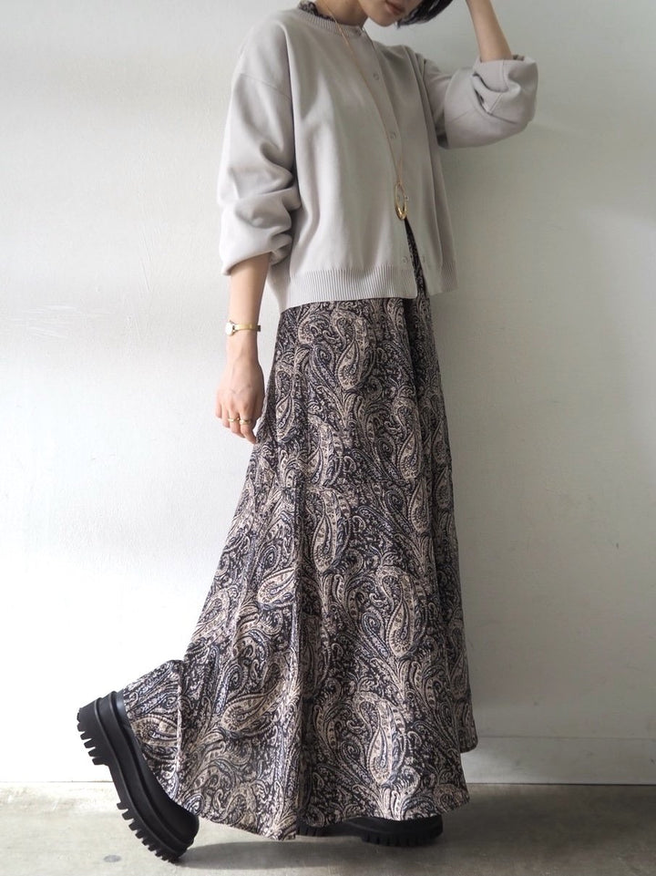 [予約]ペイズリー柄マキシワンピース/ブラック