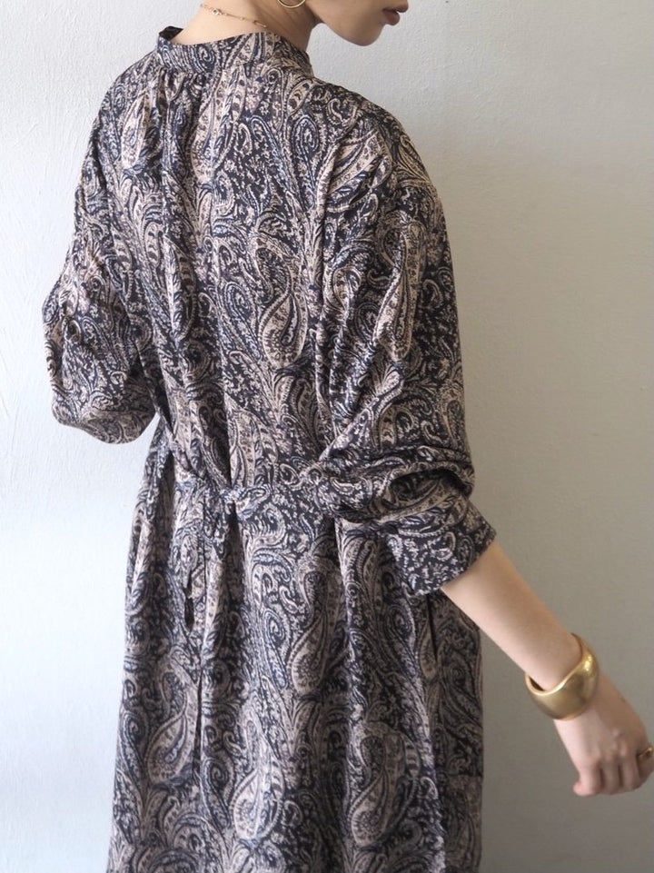 [予約]ペイズリー柄マキシワンピース/ブラック