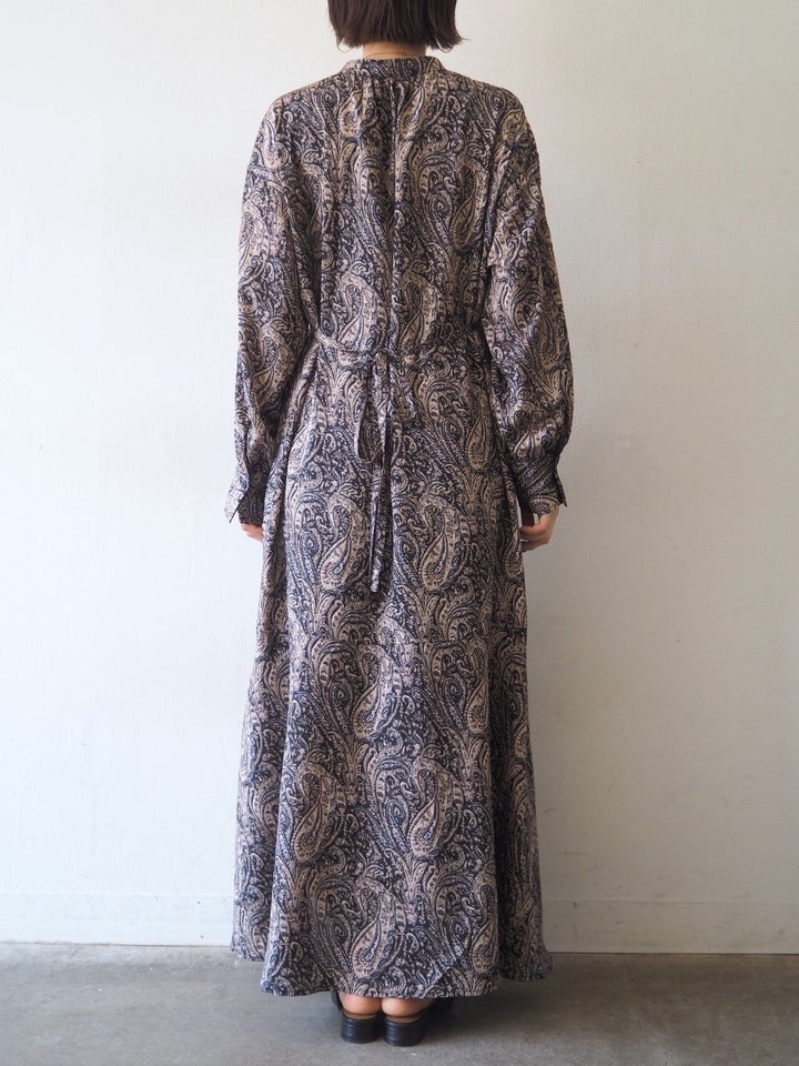 [予約]ペイズリー柄マキシワンピース/ブラック
