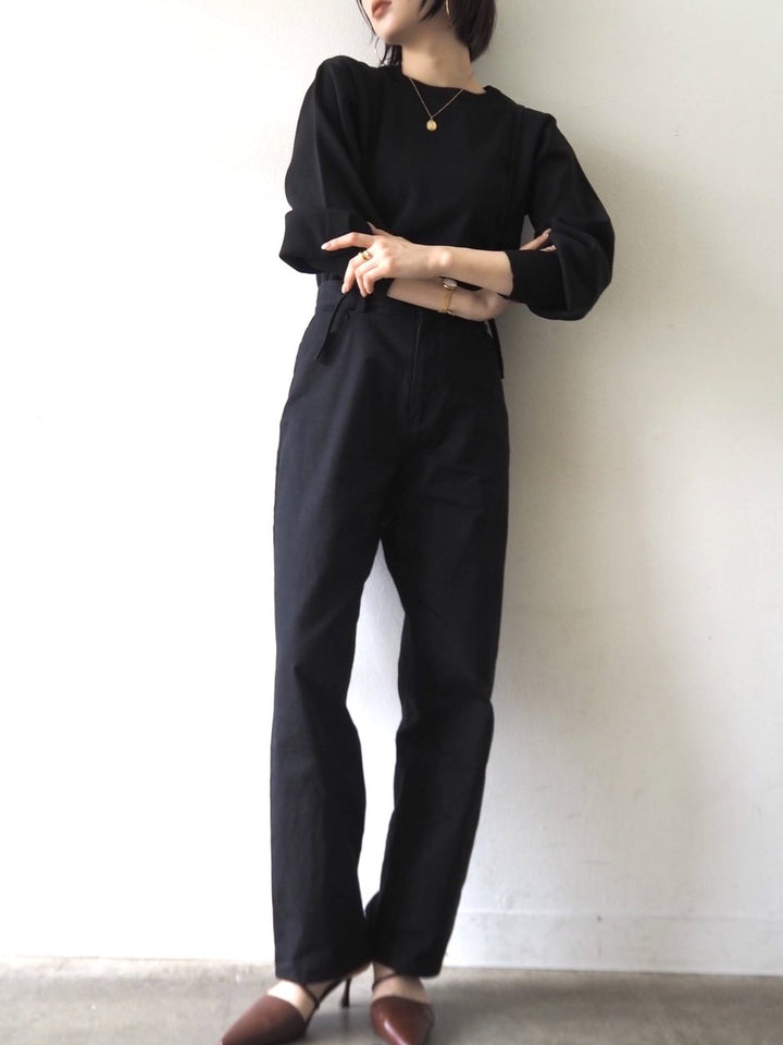 [即納]ボリュームスリーブダンボールニットプルオーバー/ブラック