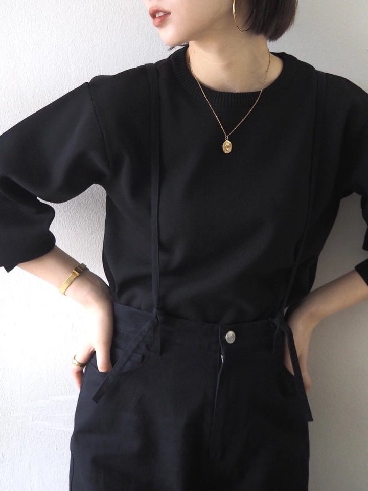 [即納]ボリュームスリーブダンボールニットプルオーバー/ブラック