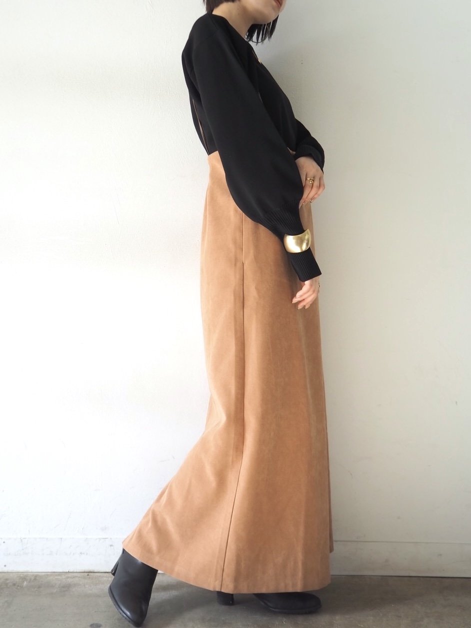 [即納]ボリュームスリーブダンボールニットプルオーバー/ブラック