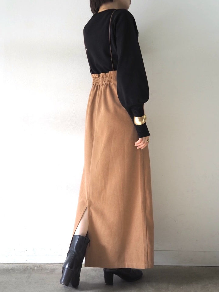 [即納]ボリュームスリーブダンボールニットプルオーバー/ブラック