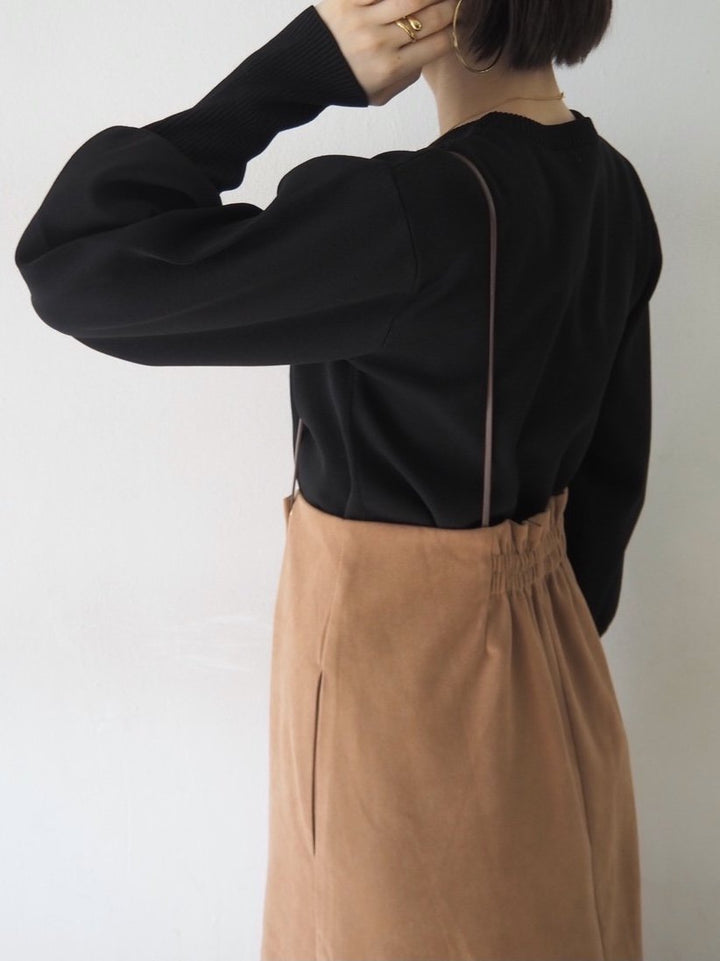 [即納]ボリュームスリーブダンボールニットプルオーバー/ブラック