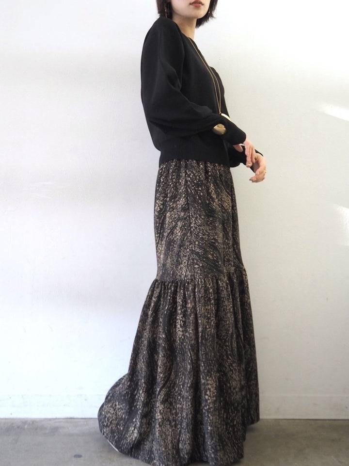 [即納]ボリュームスリーブダンボールニットプルオーバー/ブラック