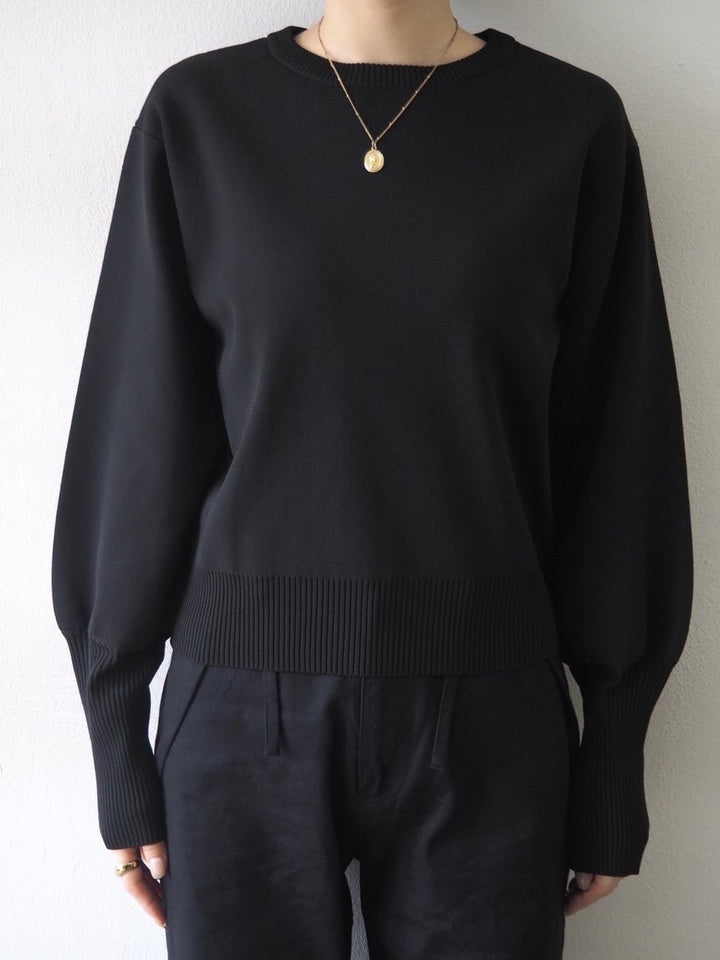 [即納]ボリュームスリーブダンボールニットプルオーバー/ブラック