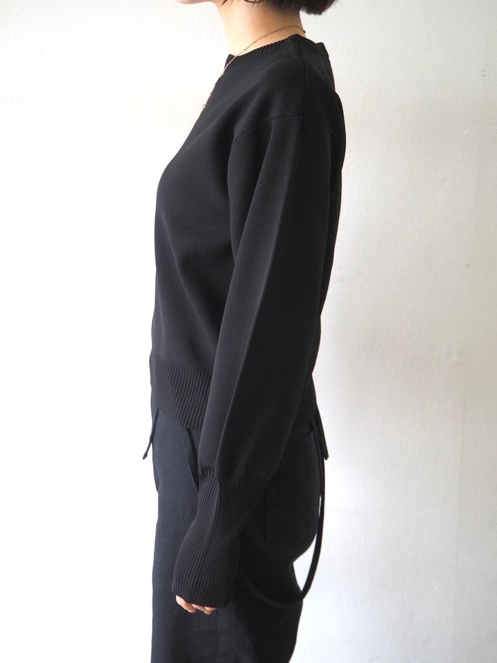 [即納]ボリュームスリーブダンボールニットプルオーバー/ブラック