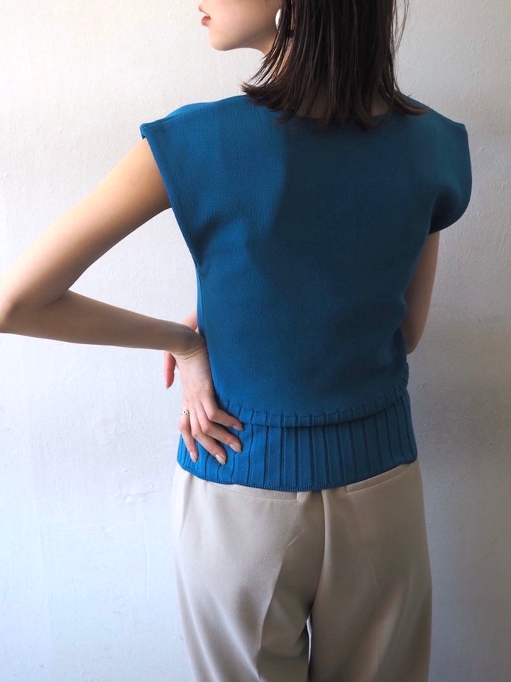 【預訂】法國Milano羅紋針織上衣/藍色