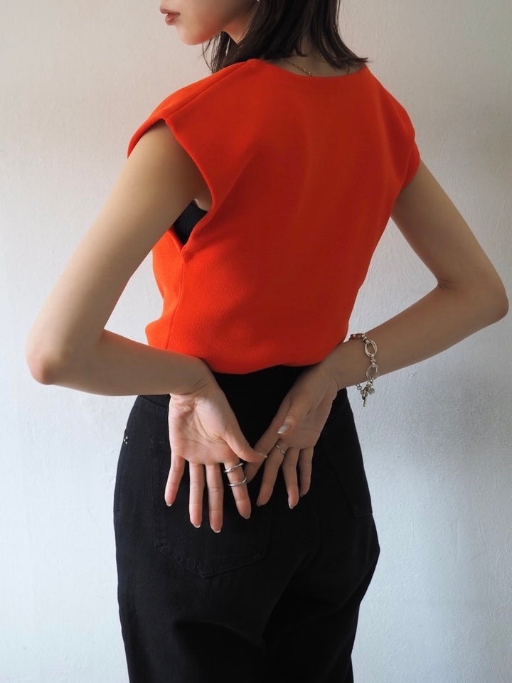 [Pre-order] French Milan Rib Knit Top/Orange