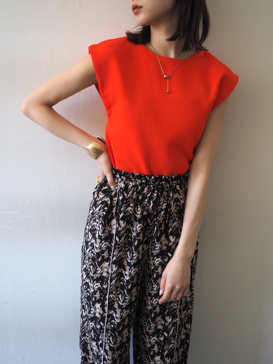 予約]フレンチミラノリブニットトップス/オレンジ – Lumier