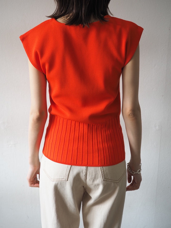 [Pre-order] French Milan Rib Knit Top/Orange